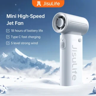 JISULIFE Handheld Fan Life9 Mini Portable Jet Fan Rechargeable USB Fans With 5 Gears Strong Wind Suitable For Summer Outdoor Camping