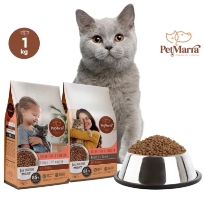 PetMarra Adult Cat/Kitten Dry Food Oceanfish Chicken Liver Flavor 1kg Collection cats kibble