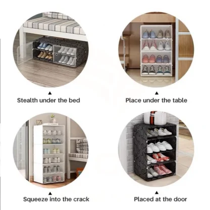 Shoe Cabinet Shoe Rack Clear Plastic Dustproof Stackable Double Capacity StorageBoxes - Image 5