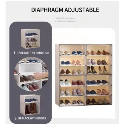 Shoe Cabinet Shoe Rack Clear Plastic Dustproof Stackable Double Capacity StorageBoxes - Image 4