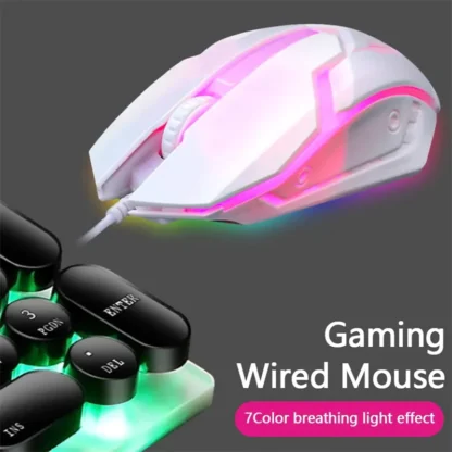 USB Wired Gaming Mouse, LED RGB Ergonomic 1200dpi 3 Buttons, Mute Desktop Computer Office Optical Mouse Pc Accessories - Image 4